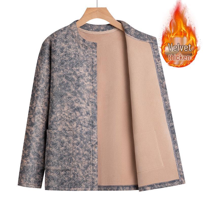 Fleece-Lined Warm Underwear Set for Middle-Aged and Elderly Women - Autumn/Winter Style