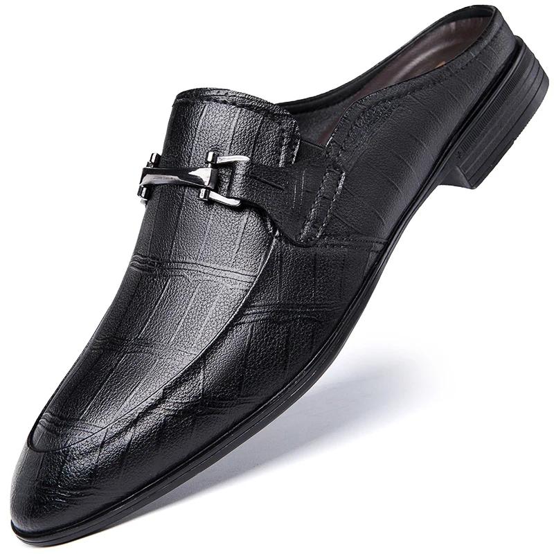 Fashion Simple Office Men Shoe Lightweight Mens Slip on Loafers New Genuine Leather Hollow Out Sneakers Shoes High Quality Walking Shoes