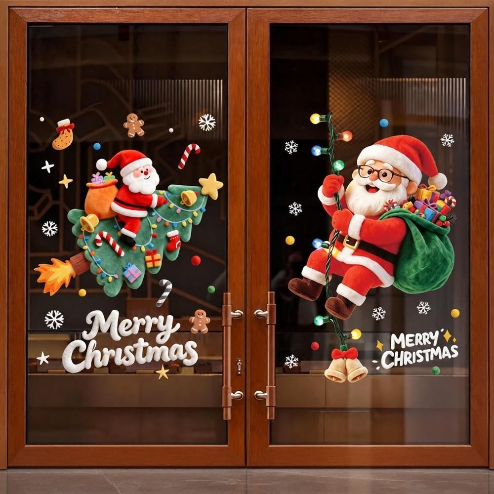 Static Window Clings Cartoon Pattern Holiday Decorations Christmas Stickers Holiday Season