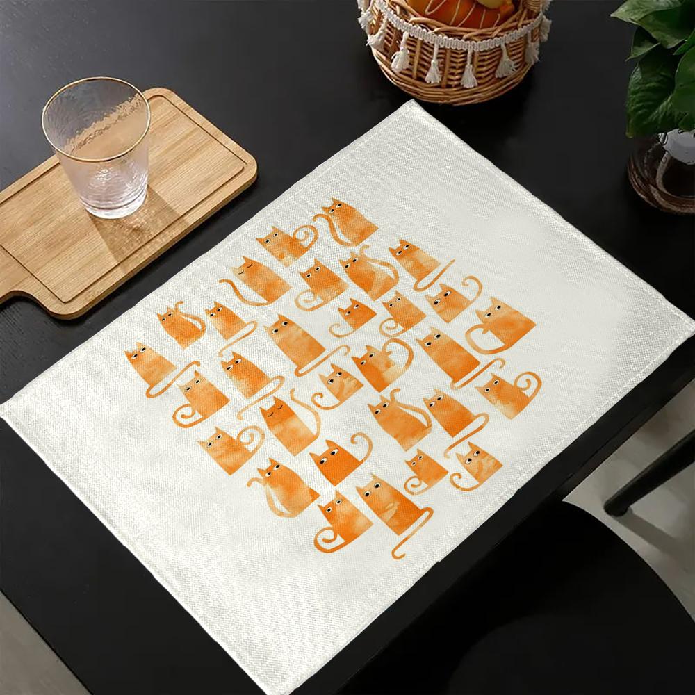Cartoon-Cute Cat Kitchen Placemat Dining Table Mats Drink Coasters Western Pad   Home Decor 5.27
