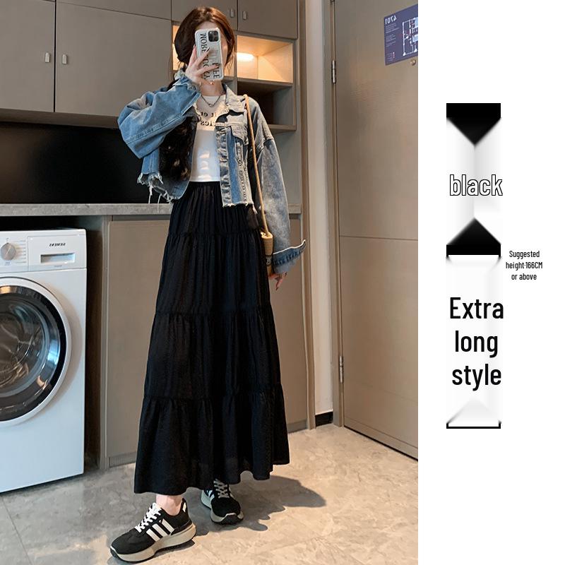 Women's White High-Waist A-line Long Skirt - 2026 Spring/Autumn Collection