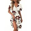 Women's Casual Fashion Dress Vintage Floral Floral Short Sleeve V-neck Dress