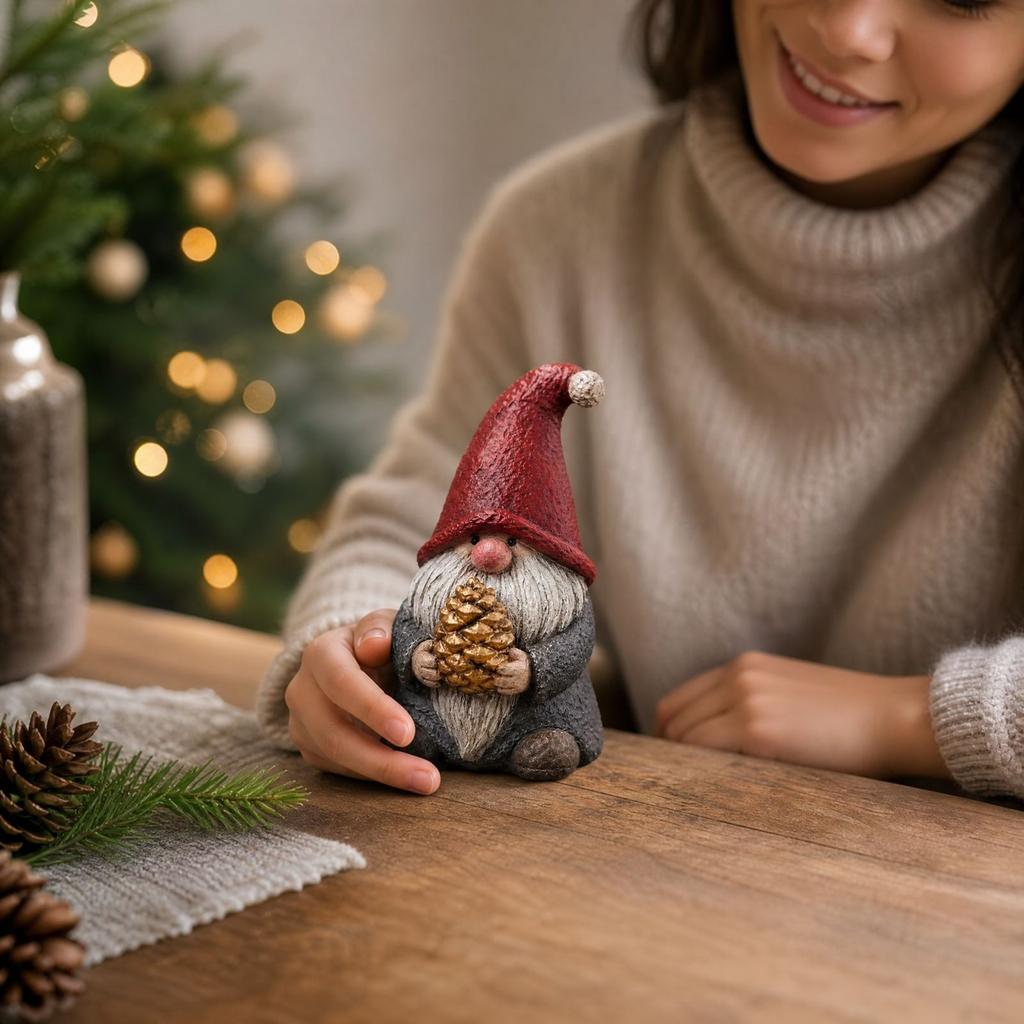 Hand Painted Resin Dwarf Figurine Statue for Christmas Holiday Tabletop Decor