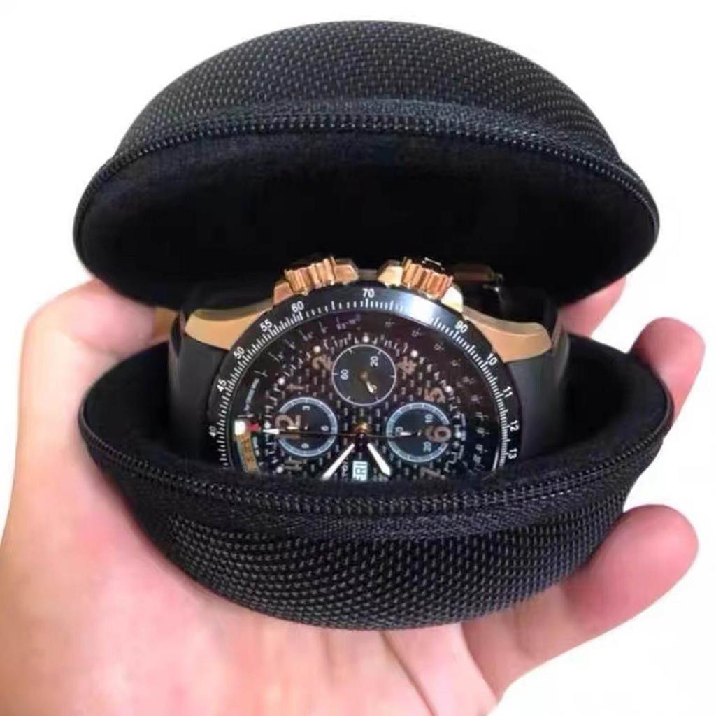 Portable Watch Travel Case Cushioned Round Portable Watch Holder for Travel Wristwatches Pouch Protector with Zipper