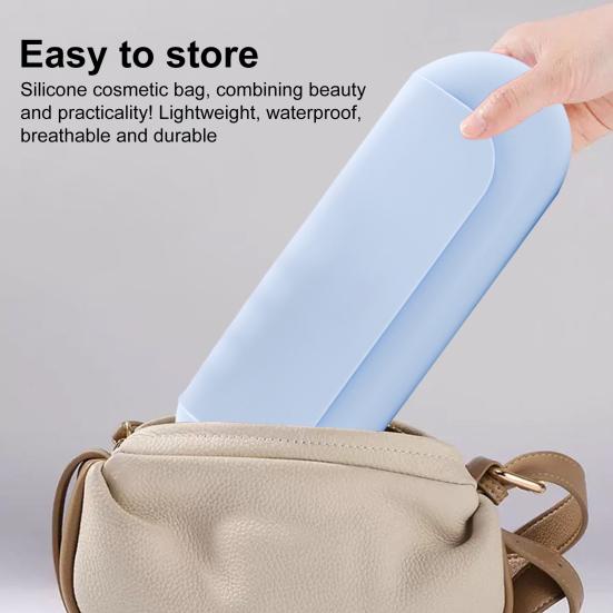 Silicone Makeup Brush Organizer Storage Box Large Capacity Magnetic Closure Waterproof Portable Travel Cosmetic Brush Case