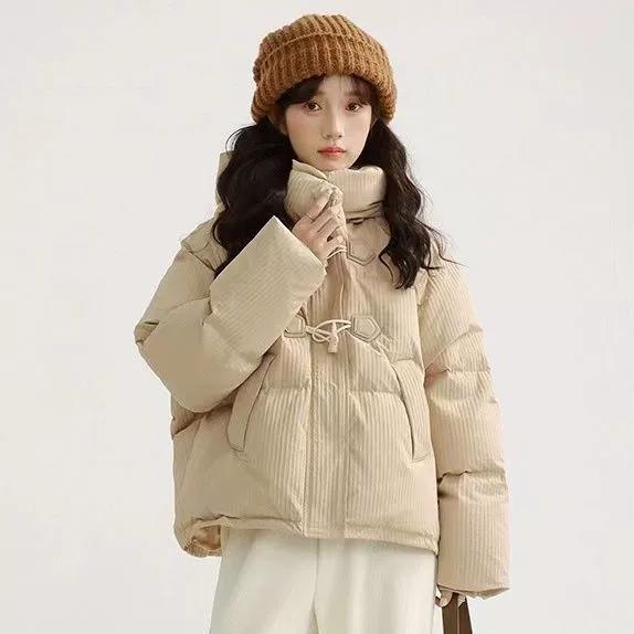 Short Down Cotton-padded Jacket Women's Winter Three-proof Thickened Warm Horn Buckle Small Jacket Trendy All-match