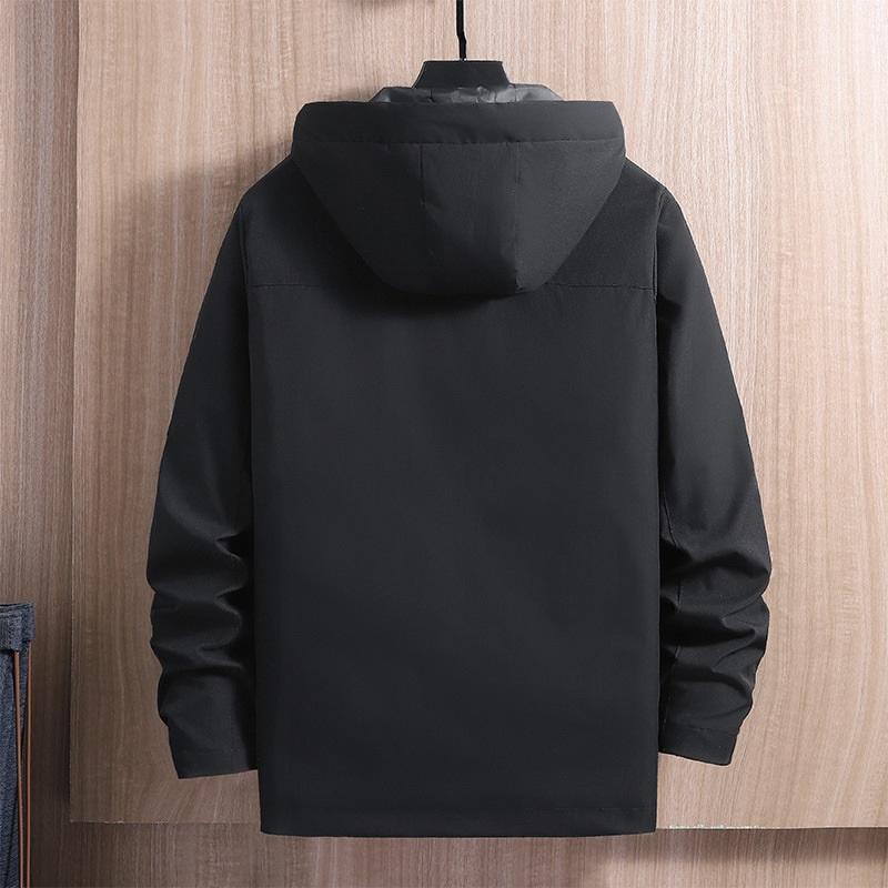 Men's Hooded Windbreaker Jacket Lightweight Zipper Pockets Casual Outdoor Coat