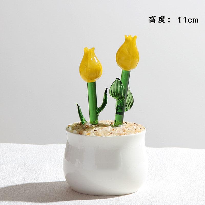 Handmade Glass Blown Cactus Cute Crystal Art Cactus Statue Collection Desk Desktop Simulation Plant Decoration