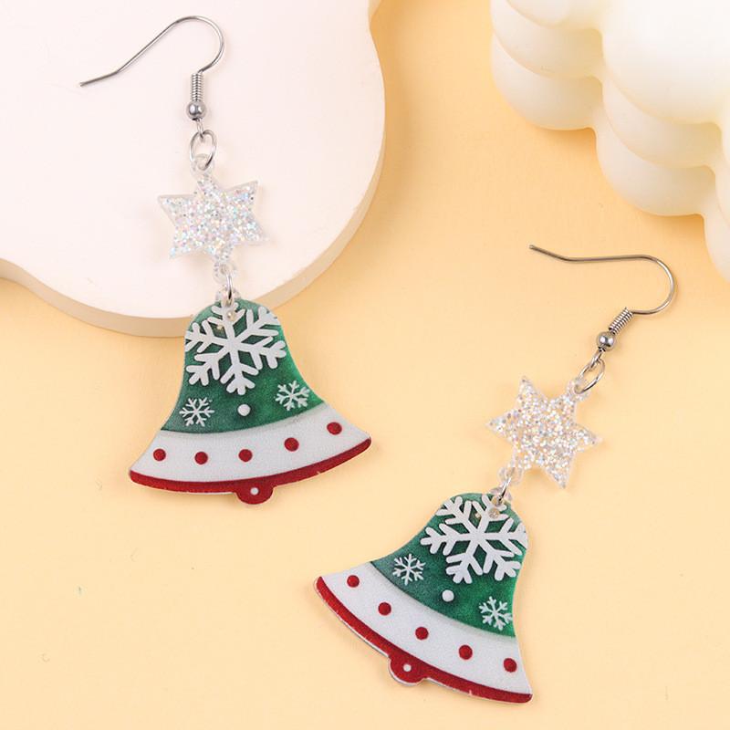Fashion Snowman Bell And Christmas Tree Themed Earrings For Women StarBell