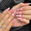 Glossy Black Square Nails with 3D Bows and Leopard Print – Versatile Daily Wear False Nails