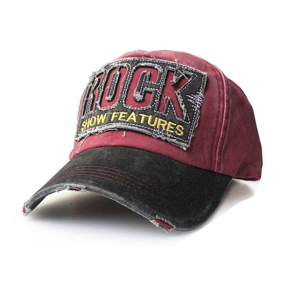 New Men and Women Frayed Old Baseball Cap Washed Cotton  Peaked Rock Letter Embroidery Sun Hat Retro