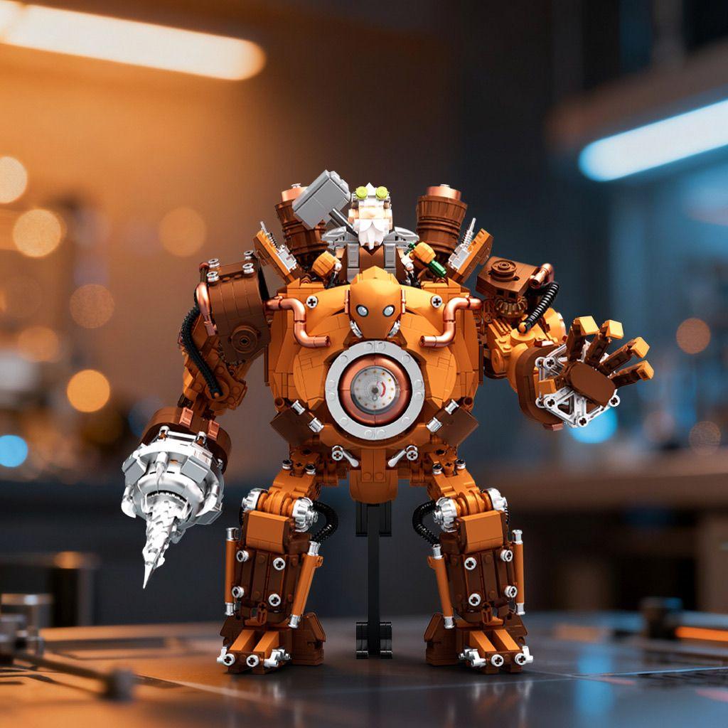 Building Blocks Steam Battle Robot Mecha Assembly Model Display Anime Character Toy Decorations Holiday Gifts Collectibles