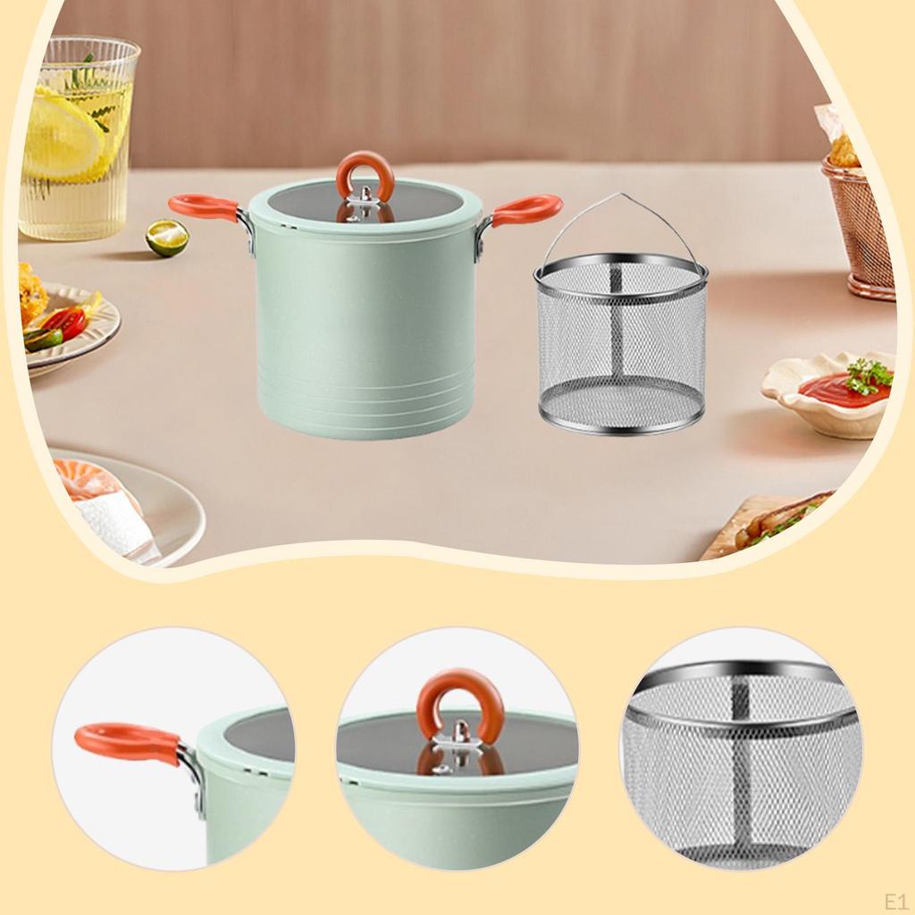 Deep Fryer Pot Cookware with Strainer 3L Multipurpose Frying Kitchen Pan for Cooking