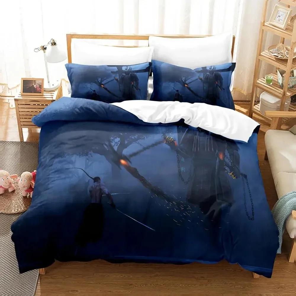 Ensemble de literie imprimé en 3D Anime Samouraï Housse de couette Taie d'oreiller Couette Taille King Queen Ensemble de literie pour garçons et adultes