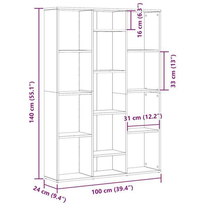 VidaXL Room Divider/Bookcase Artisan Oak 100x24x140 Cm, Book Cabinet, Separator, Storage Rack, 855843