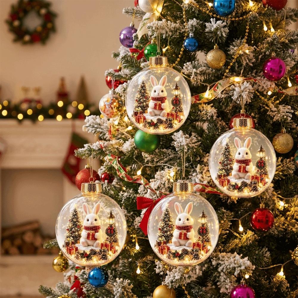 Transparent Light-Up Christmas Ball Ornament Acrylic LED Christmas Tree Globe Decor Party Supplies