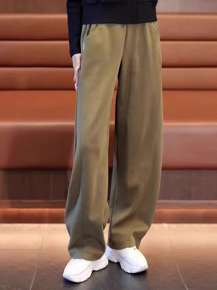 High-Waisted Women's Banana Pants: Fleece & Non-Fleece, Petite Fit, Wide-Leg, Casual for Autumn & Winter Sports