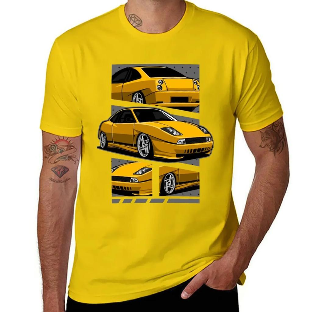 Fiat Coupe 20V Turbo Yellow TShirt graphics korean fashion blacks tshirts for men 2025 new model