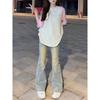 High Street Street Personality High Waist Micro Pull Jeans Spring and Autumn Versatile Slim Skinny Flared Floor Mopping Jeans