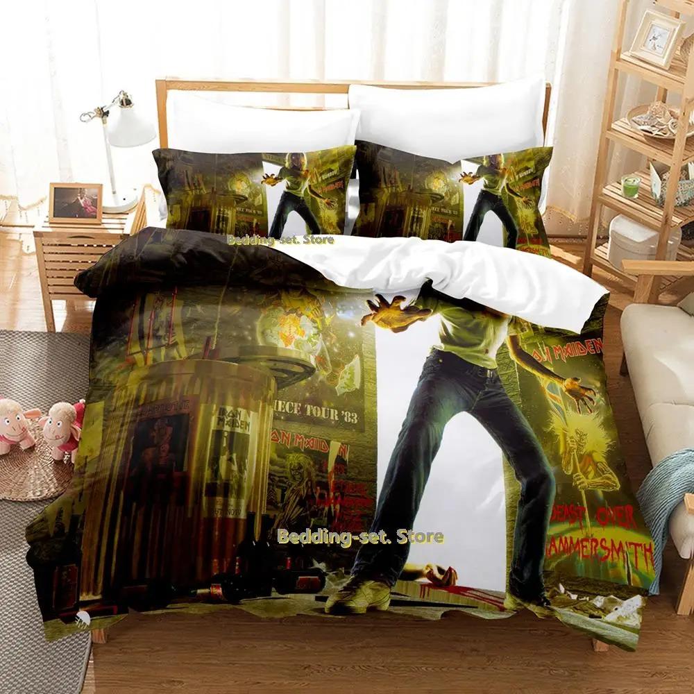 New Hip Hop Maiden Heavy Metal Bedding Set Cartoon Anime Three-piece Set Adult Kid Bedroom Duvetcover Sets Queen Bedding Set