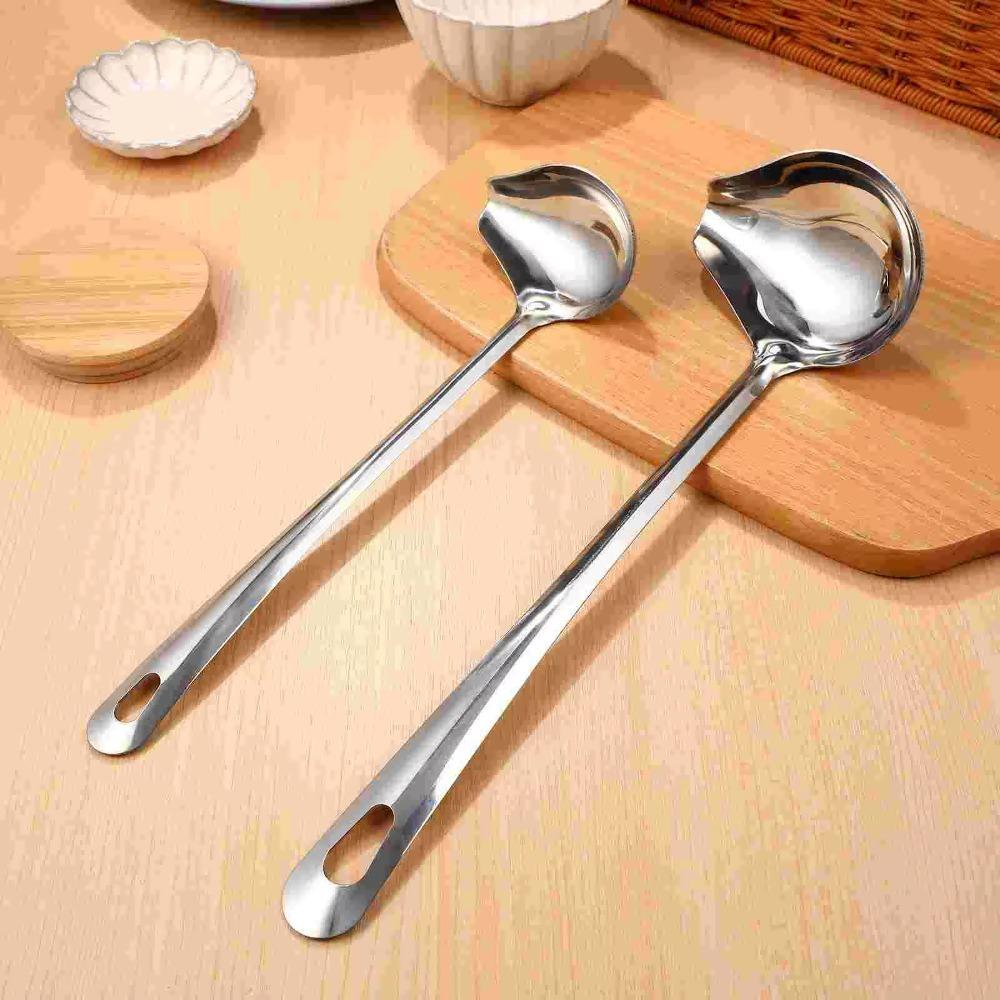 Stainless Steel Gravy Ladle Long Handle Soup Dipper Oil Spoon Drizzle Sauce Spoon  Party