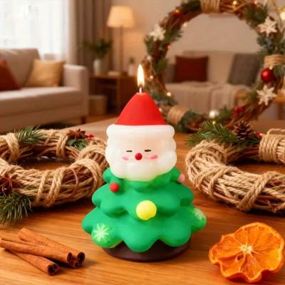 1 Stück Weihnachts-Kerzenform - Weihnachtsmann- & Baumdesign mit roten & grünen Farben, langlebiges Silikon für Kerzenherstellung, Harzgips