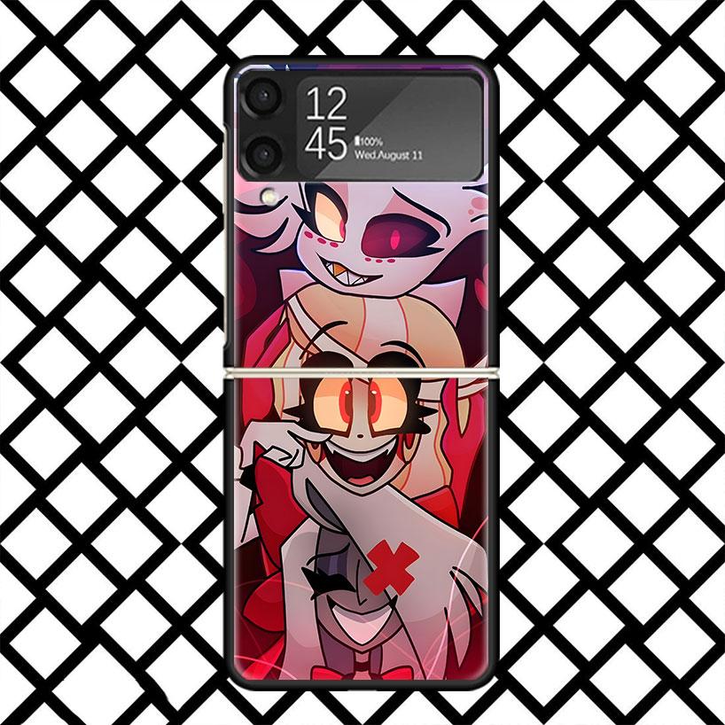 

H-Hazbin Hotel Ангел Пыль Чехол для Телефона для Samsung Z Flip 7 6 5 4 3 Galaxy ZFLIP7 ZFlip6 5G Flip5 Flip4 Flip3 5g Черный Жесткий Чехол Samsung Z Flip