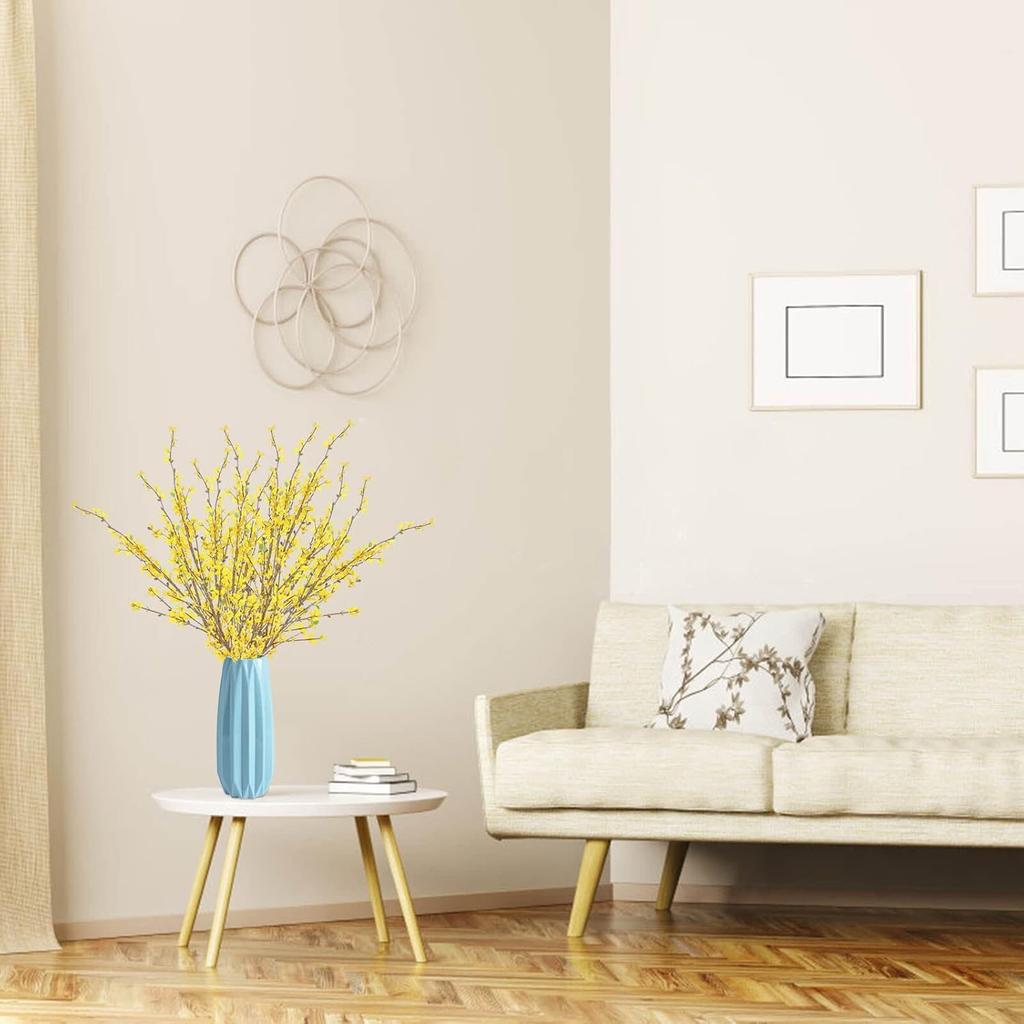 4Pcs Artificial Forsythia Flowers, 39in Faux Forsythia Branches Silk Yellow Flower Stems, Fake Orchids Bouquets for Floral Arrangement Wedding Home