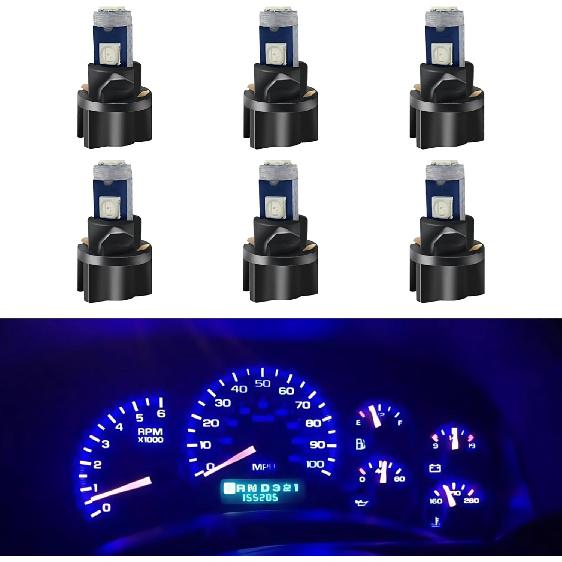 WLJH 6Pack White Dash Lights PC74 Twist Locket Socket Wedge T5 LED Bulb 37 74 2721 3030SMD Dashboard trument Cluster Bulbs,Plug and Play