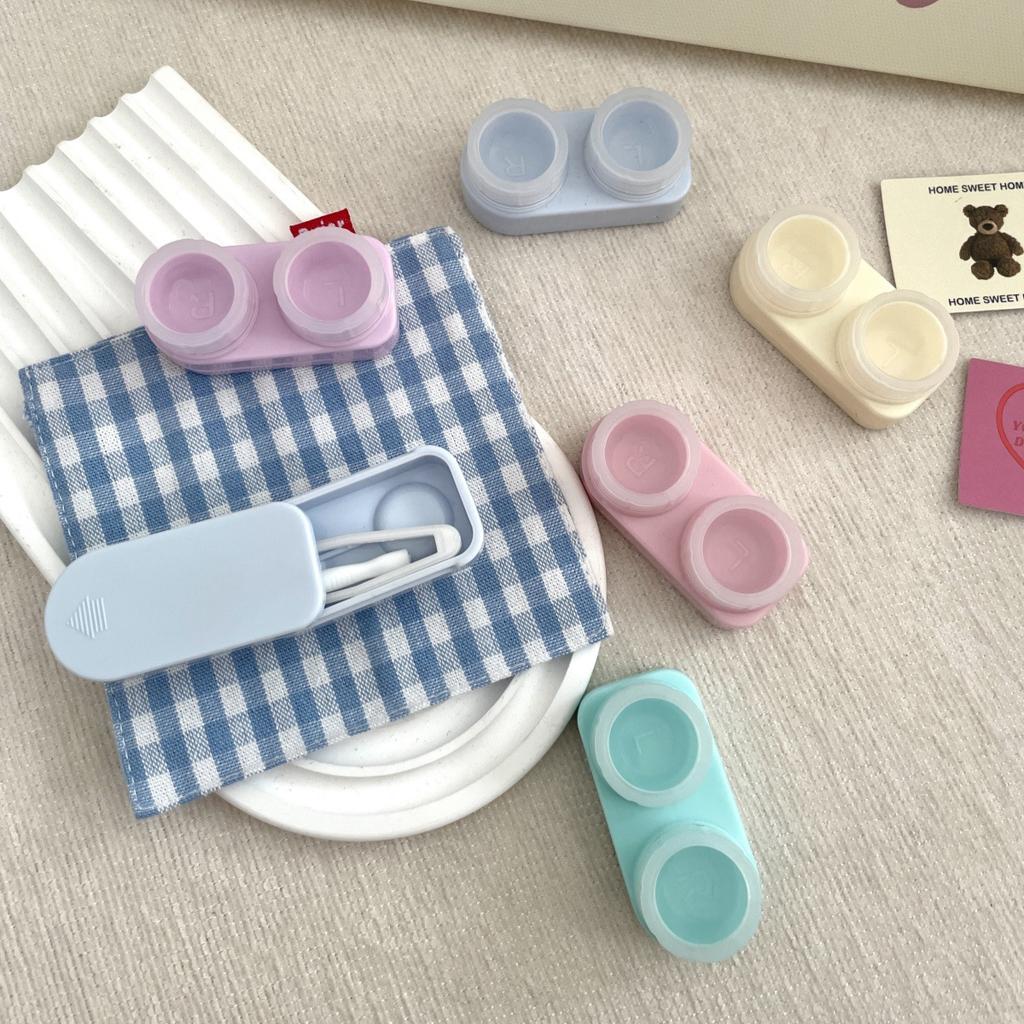 1PC Cream Colour Contact Lenses Box Travel Holder Container Soaking Contact Lens Box Mini Contact Lenses Case Accessorie