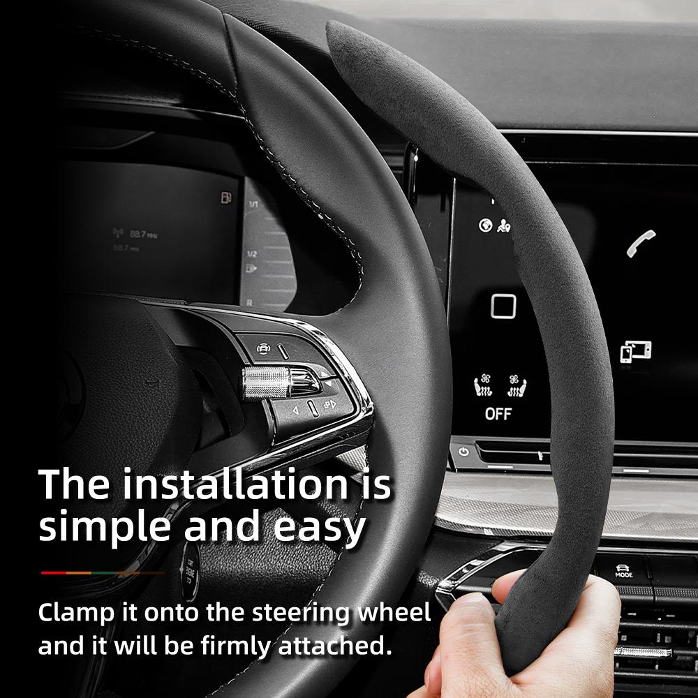 Suitable for Skoda Anti-Slip Buckle Segmented Suede Steering Wheel Cover Suitable for Kodiaq Octavia3 Octavia2 Superb3 Fabia Karoq Octavia A7 Rapid 