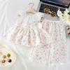 Cute Korean Style Little Girls Floral Cami And Shorts Two Piece Summer Outfit