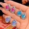 Jewelry Copper Bottom Gold Plated Imitation Rose Cut Dragon Fruit Color Stud Earrings 10 * 10