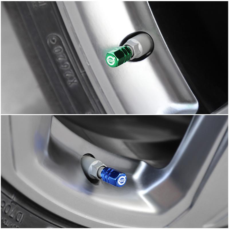 4 Stück Metall Auto Reifenventilkappe Auto Radzubehör für Volvo ES90 EC40 EX40 EM90 XC90 V90 V60 XC60 V40 S80 S60 S90 C40 XC40 V7