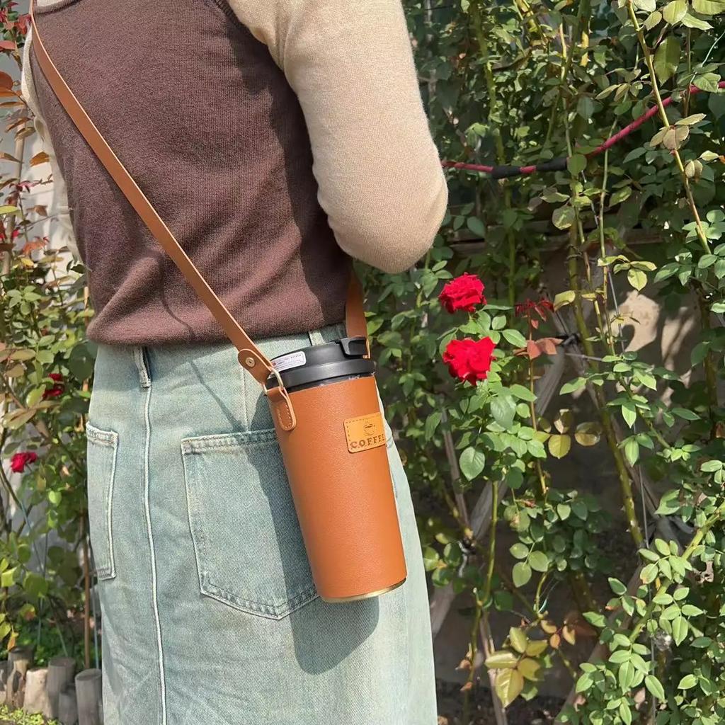 Coffee Cup 450ml/500ml Cup Cover Sleeve,leather Detachable Water Bottle Carrier Bag , Non-slip Insulated Mug Cover ,Accessories