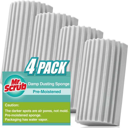 

4-Pack Wet Dusting Sponge Duster, Gray Dust Cleaning Sponge, Reusable Household Cleaning Sponge Tool for Blinds, Floorboards, Fan Blades, Vents, Glass