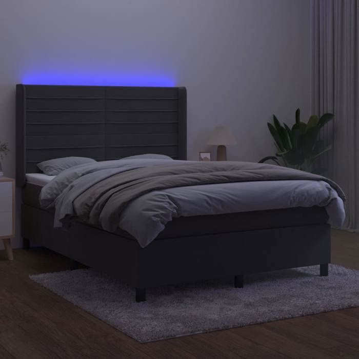 Maison Exclusive - Sommier à lattes de lit matelas et LED Gris foncé 140x200 cm