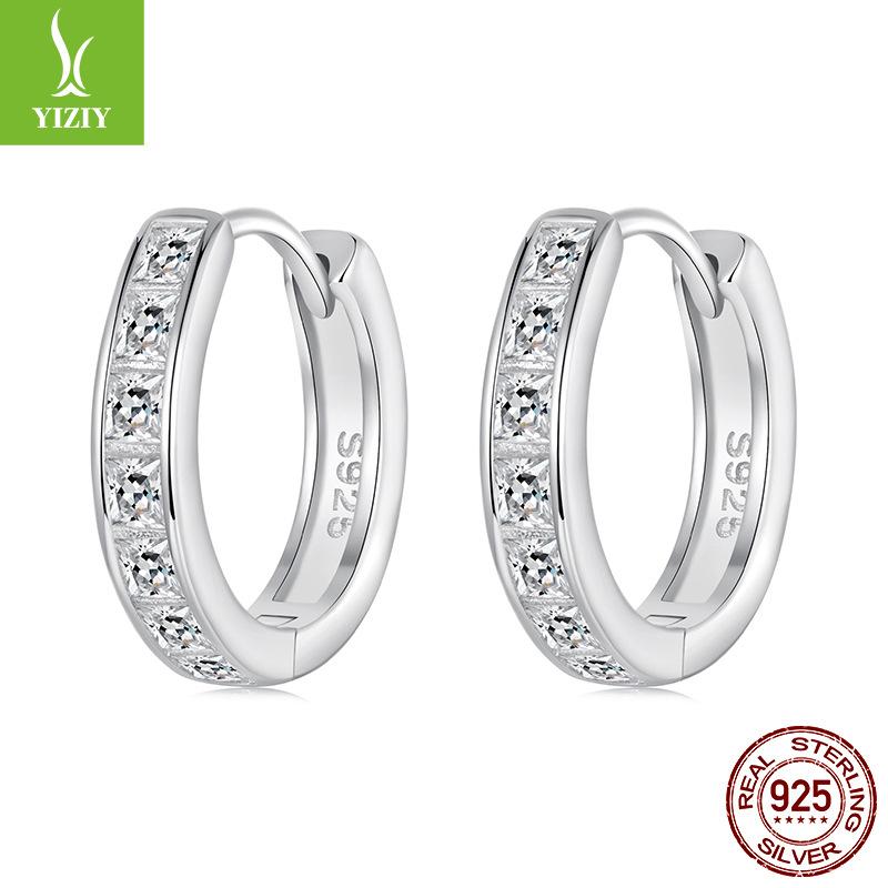 S925 Sterling Silver Earrings Women'S, Personalized High-End Zircon Ring Earrings Jewelry