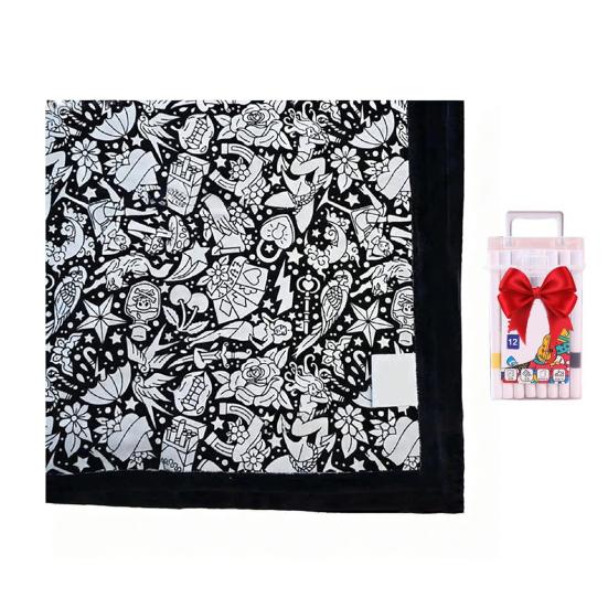 DIY Coloring Blanket Color Your Own Blanket Art Project with Markers Washable Color Art Craft Throw Blanket for Home Decor Holiday Party Activity