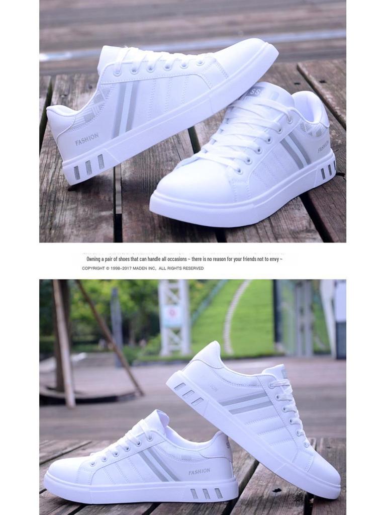 2024 Summer Men's Trendy White Casual Sports Shoes - Korean Style, All-Match, Flat Sneakers for Students