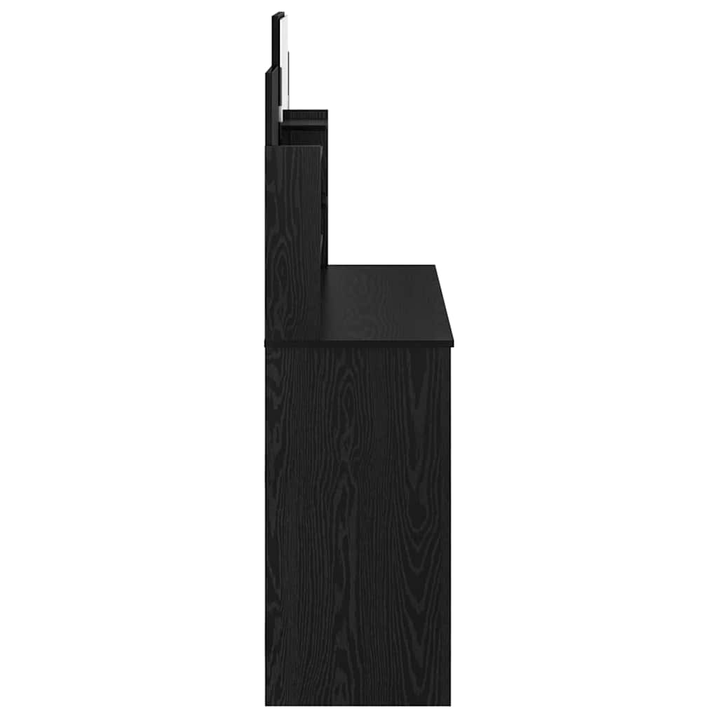 Makeup Table with Mirror Black Oak Look 96 x 39 x 142 cm
