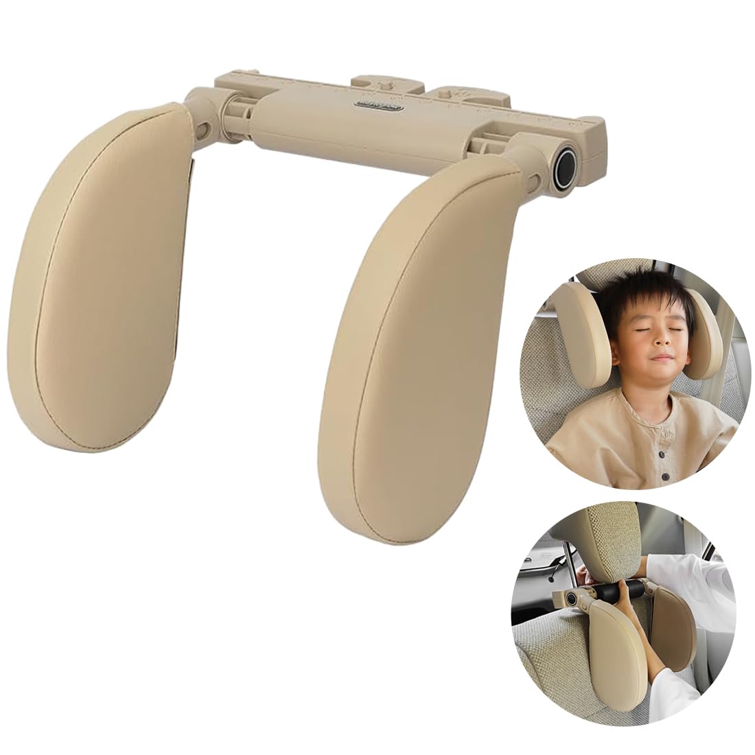 

Headrest Car Cushion Easy Adjustment Easy Installation No Tools Required Pillow Cleanable Cover (Beige Leather) бежевий
