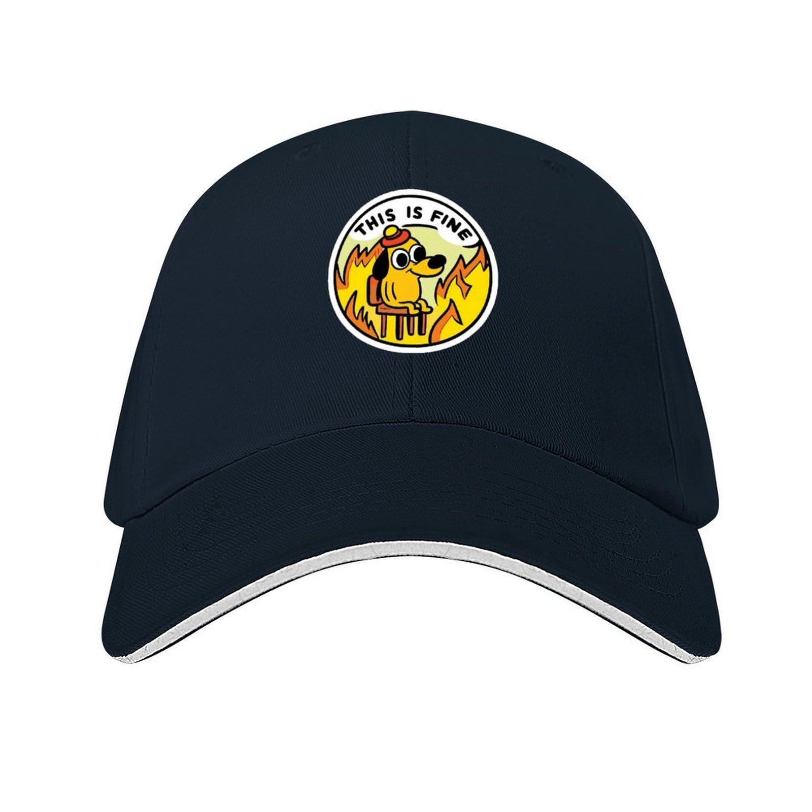 

This is fine dog Baseball Cap Wild Ball Hat foam party Hat New Hat sailor cap for Unisex Luxury Women Unisexs