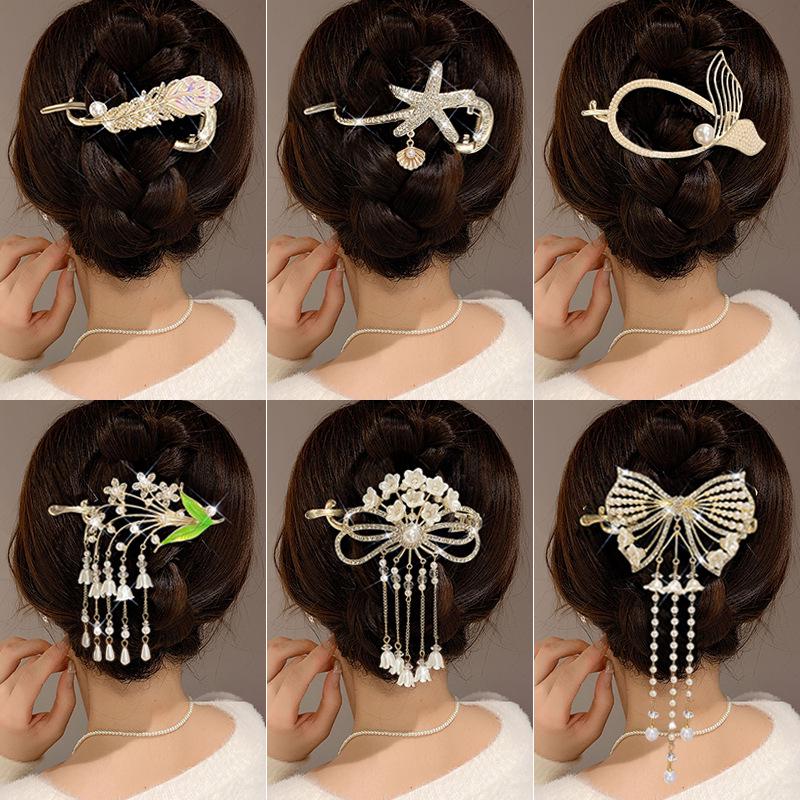 2023 Red Flocked Flower Tassel Hair Clip: High-End, Sweet & Versatile Women's Headdress Accessory