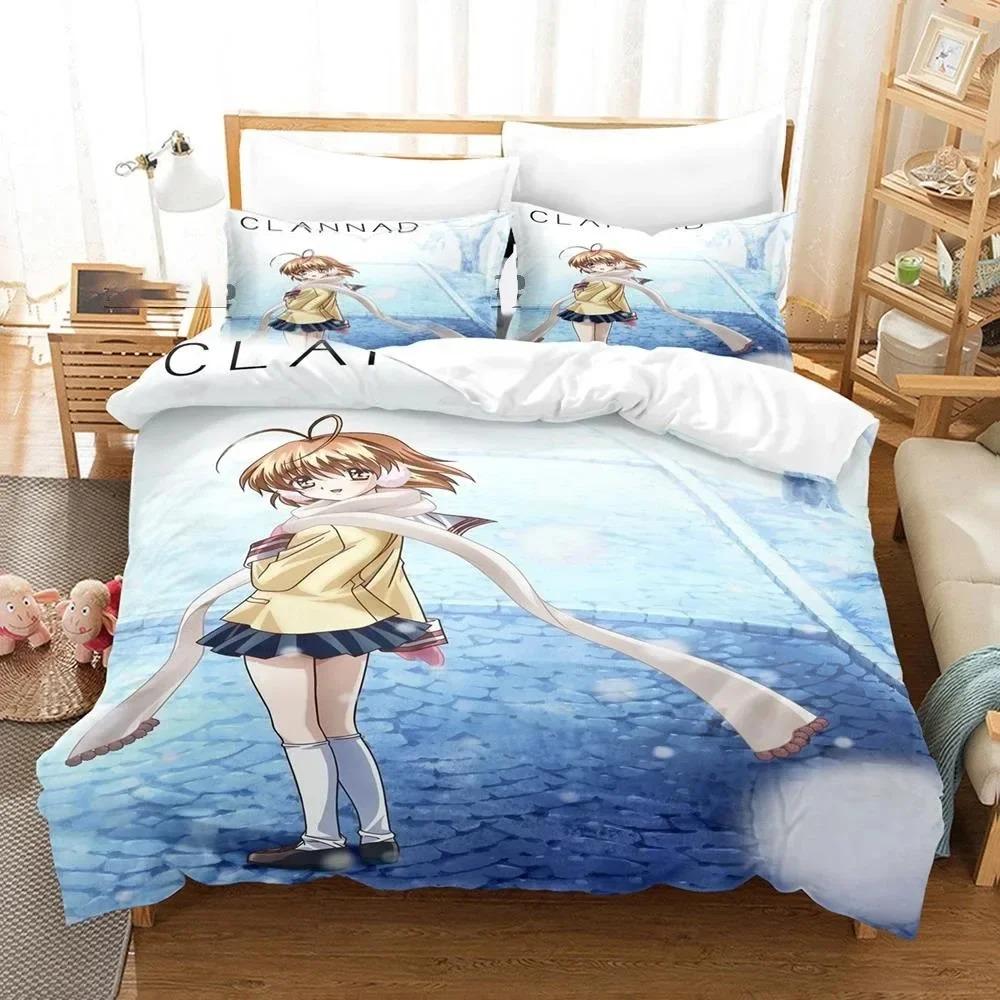 Anime Clannad Nagisa Furukawa Bettwäscheset Jungen Mädchen Twin Queen Size Bettbezug Kissenbezug Bett Kinder Erwachsene Heimtextilien