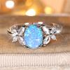 Blauer Opal Niedliche Eiform Steinringe Für Frauen Weißer Zirkon Vintage Silberfarbe Verlobung Versprechensringe Braut Hochzeits Schmuck