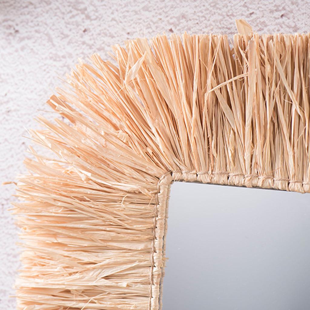 Hand Woven Rattan Hanging Mirror Innovative Art Decoration Makeup Mirrors Bathroom Bedroom Wall Hanging Mirror