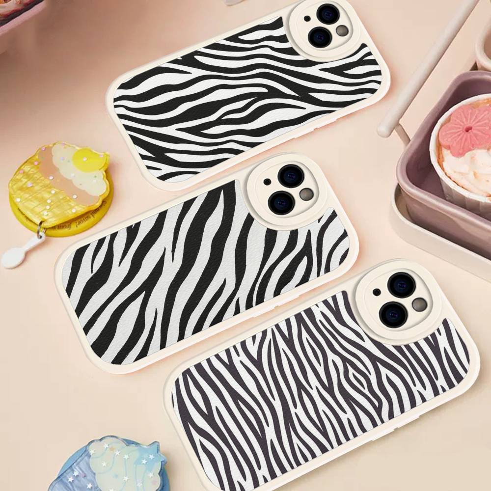 Zebra Print Clip Art For IPhone 16 15 14 13 12 11 Pro Max Plus Leather Phone Cover