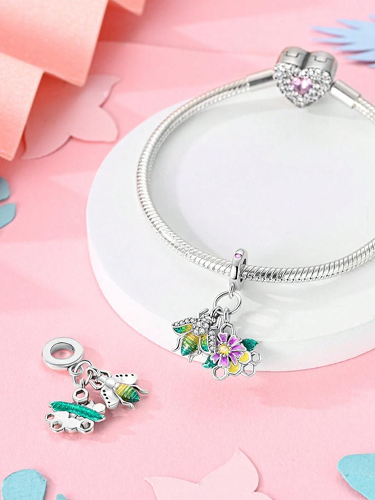 Charms Plata Colorful Birds Peacocks Butterfly Bead Copper Plated Fit Copperoriginal Bracelet For Jewelry Making Diy Charm