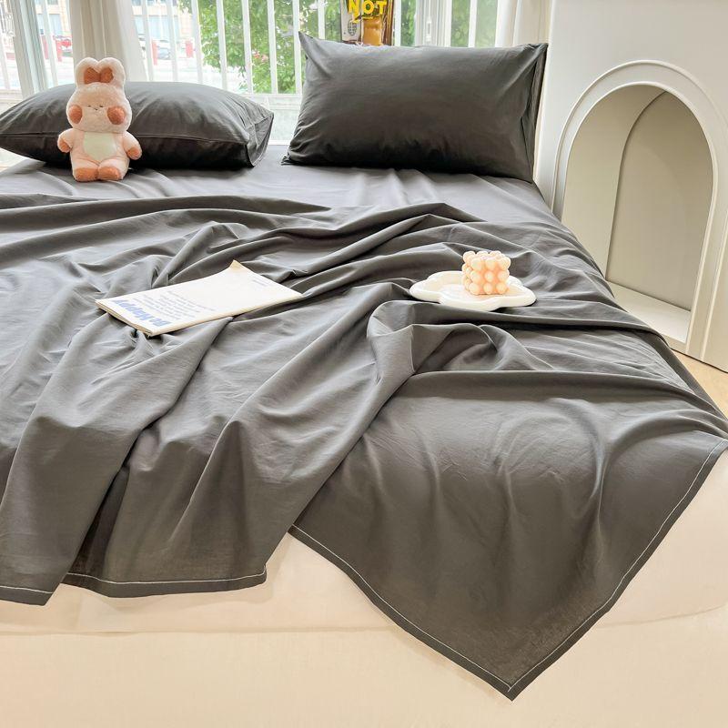 Cream Style Plaid Solid Non-slip Bed Sheet For Student Dorm Single Double Household Bed
